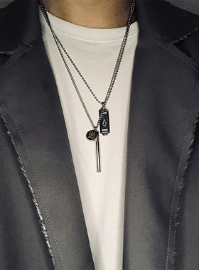 2019新款冷淡风潮流个性男女情侣多层套装吊坠项链搭配链嘻哈