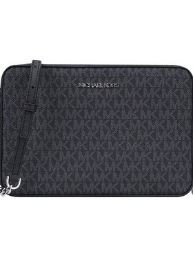 Michael Kors黑色logo jet set 经典印花斜挎包