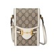 Gucci 古驰马衔扣1955系列白色GG配皮单肩包手机包