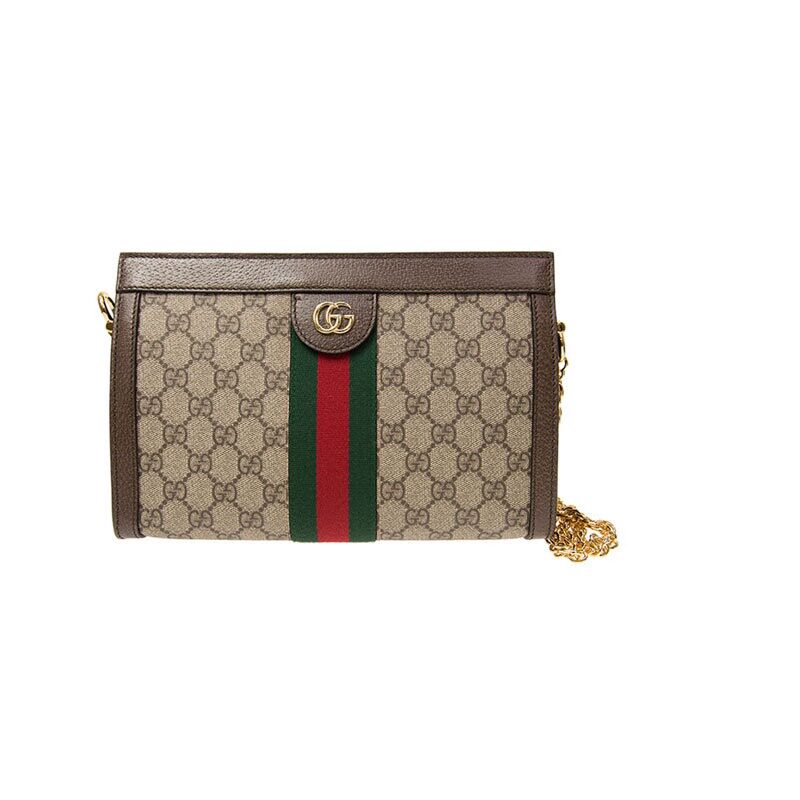 Gucci/古驰Ophidia红绿条单肩链条包信封包