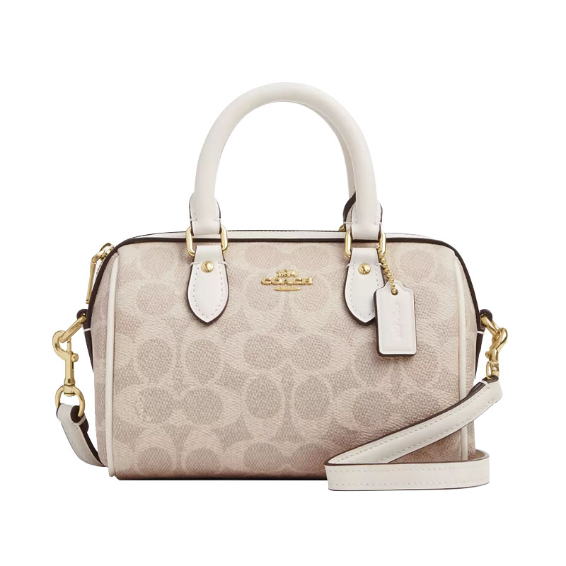 COACH/蔻驰奶茶色波士顿包女迷你单肩斜挎手提包