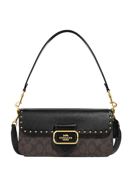 COACH 蔻驰 女士单肩包斜挎包 马车扣 铆钉款 黑色logo