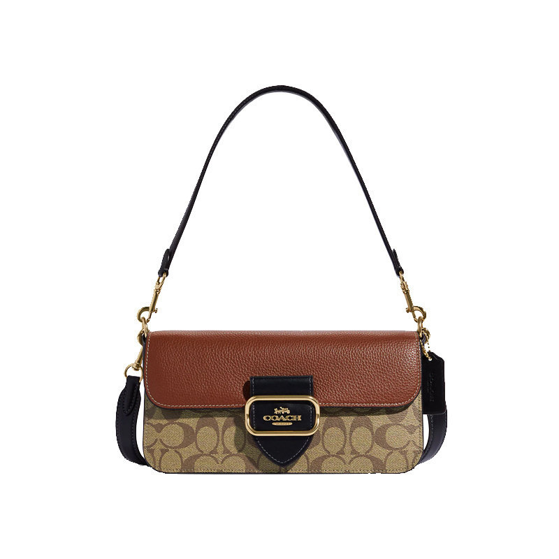 COACH 蔻驰 女士单肩包斜挎包 马车扣 棕色logo