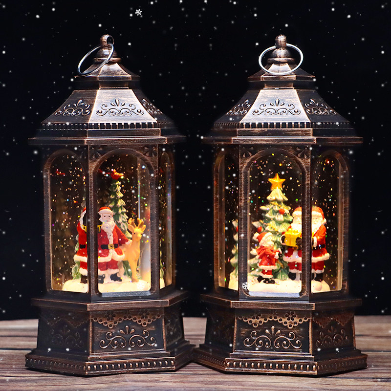 可充电手提六边形圣诞老人小夜灯音乐盒创意桌面装饰摆件圣诞礼品