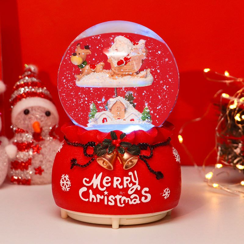 雪花水晶球音乐盒圣诞老人
