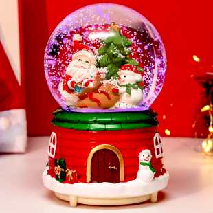 创意儿童圣诞小礼物装 饰品摆件水晶球桌面布置平安夜音乐盒八音盒