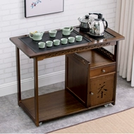 Bàn Trà Di Động Trà Xe Gỗ Chắc Chắn Phòng Khách Bàn Trà Tủ Có Giá Để Đồ Hộ Gia Đình Bàn Trà Nhỏ Vàng Đen khay Trà Đá bàn trà gỗ