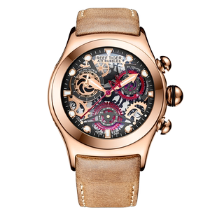 联名瑞夫泰格类机械石英计时码表个性潮流时尚手表男镂空防水