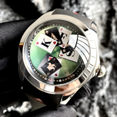 欧宝罗卡费亚瑟系列赌王手表全自动机械表潮流个性 大表盘潮款 手表