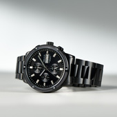 OBLVLO欧宝罗休闲品牌运动全自动机械黑钢三眼多功能十大手表男