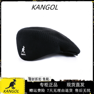 kangol帽子袋鼠女贝雷帽网红英伦复古夏季网眼黑色反戴画家帽男潮