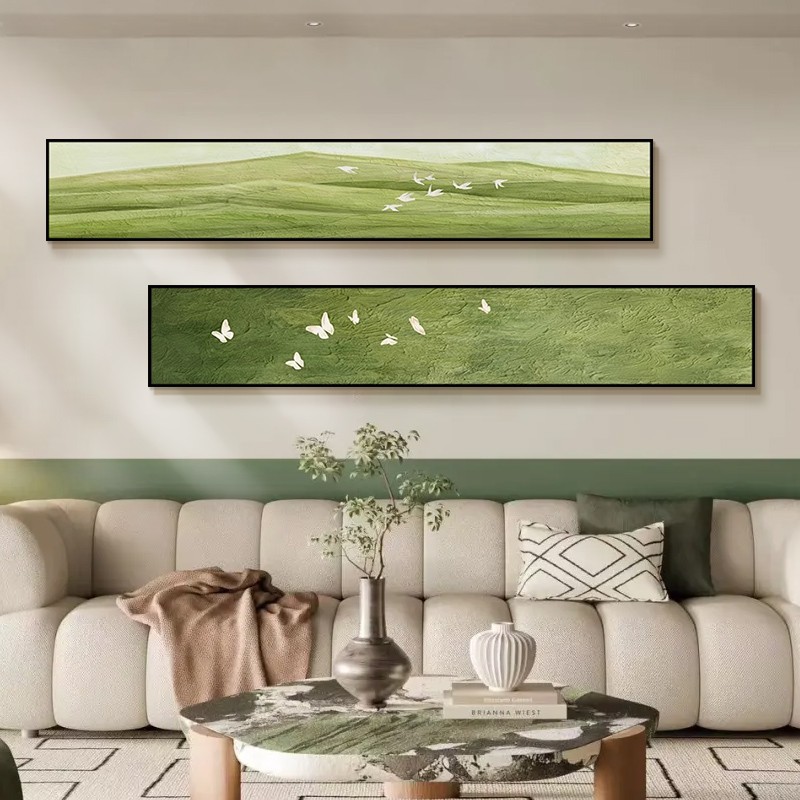 中古风客厅装饰画绿色复沙