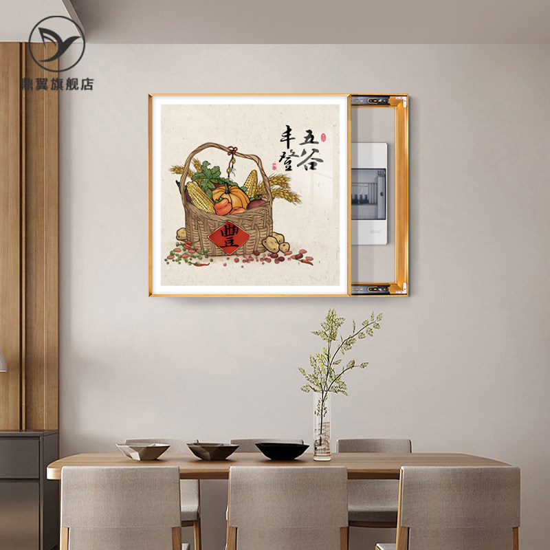电表箱新中式是遮挡电表箱装饰画图片