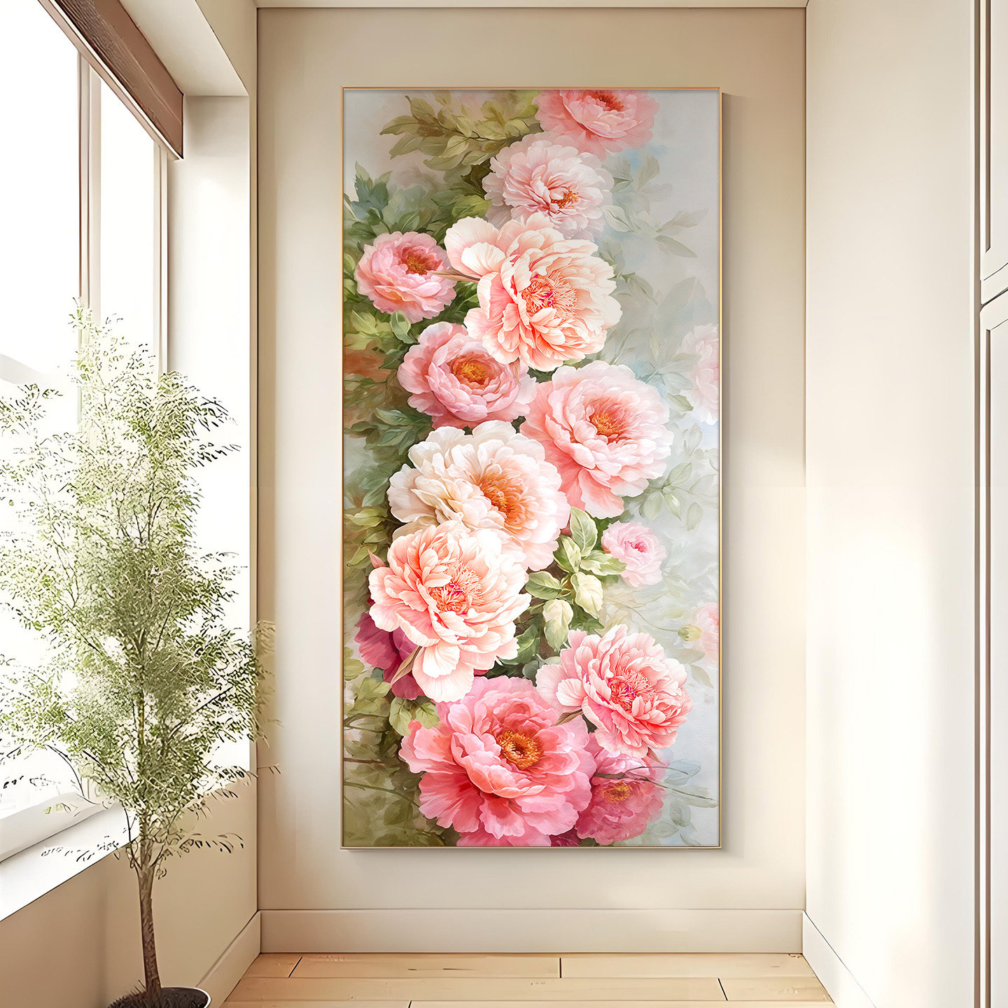 【大师纯手绘】牡丹花玄关挂画图片