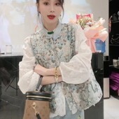 新中式 刺绣马夹国风盘扣外穿 开衫 马甲女2024春装 新设计感小众无袖