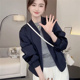超火小个子休闲夹克上衣 棒球服外套女2025春新款 韩版 圆领纯色短款