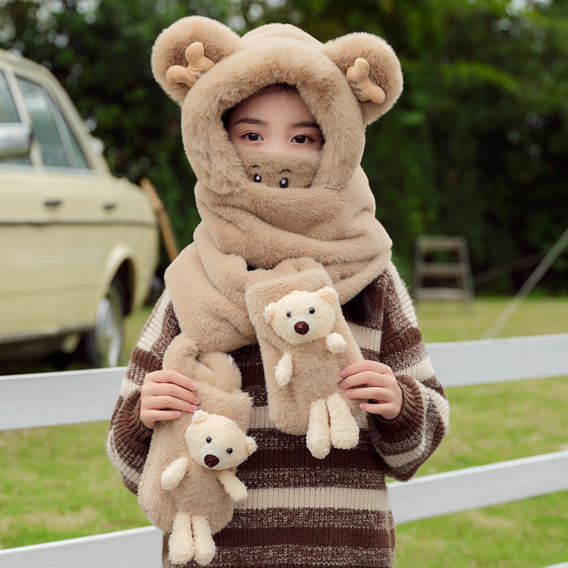 儿童帽子秋冬围巾手套一体冬季毛绒女童男大童保暖男孩女孩防风帽,童装/婴儿装/亲子装,帽子,淘宝优惠券,粉丝福利购,淘宝优惠卷