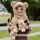 儿童帽子秋冬围巾手套一体冬季 毛绒女童男大童保暖男孩女孩防风帽