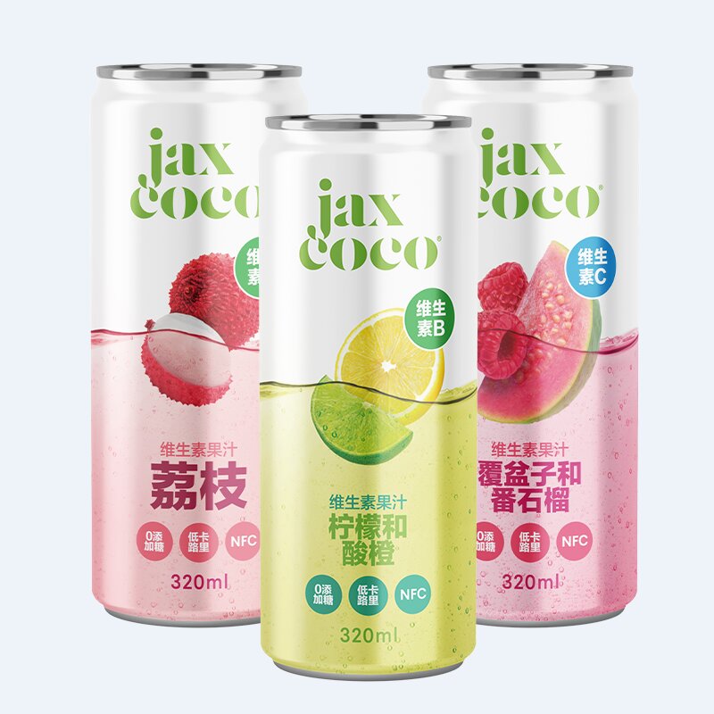 多省包邮6瓶进口jaxcoco珏士高果味气泡果汁碳酸饮料320ml