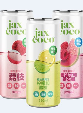 多省包邮6瓶进口jaxcoco珏士高果味气泡果汁碳酸饮料320ml