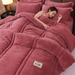 冬季 加厚牛奶绒保暖10斤双面绒被芯冬被珊瑚绒被子丝棉冬被四件套