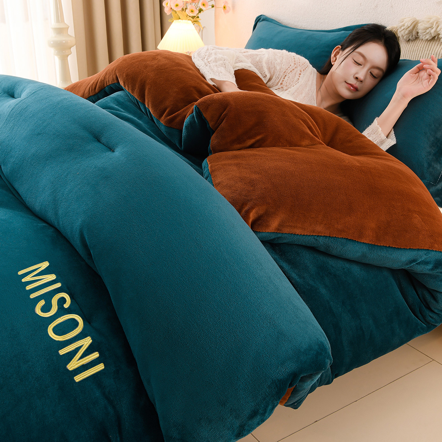 加绒牛奶绒被子冬被被芯单人