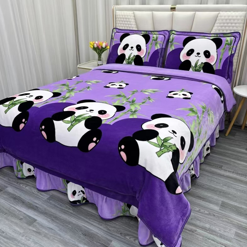 熊猫牛奶绒四件套冬季加绒被套