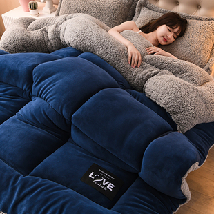 冬季 加厚牛奶绒保暖10斤双面绒被芯冬被法兰羊羔绒被子羽丝棉冬被