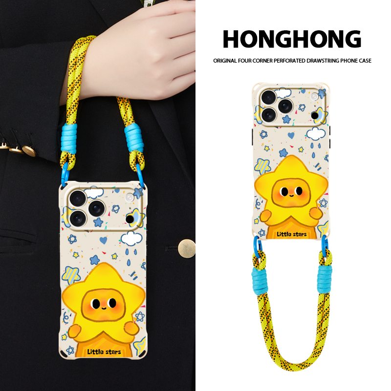 原创星星人适用华为mate70苹果17promax手机壳卡通创意iphone16pro新款小众pura80ultra挂绳手提15plus全包14