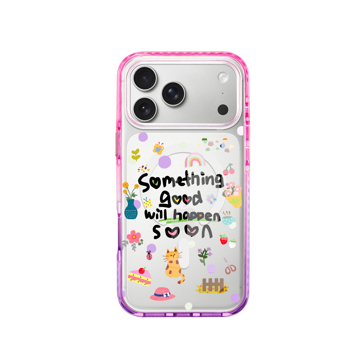 原创春日印象iPhone17Pro手机壳Air磁吸充电16promax夏季彩色挂链斜挎可背适用苹果15高级透明手提腕带链14女