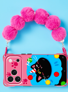 原创大脸猫适用苹果17promax华为mate70手机壳卡通可爱pura80ultra挂绳可手提iphone16plus小众新款15pro防摔