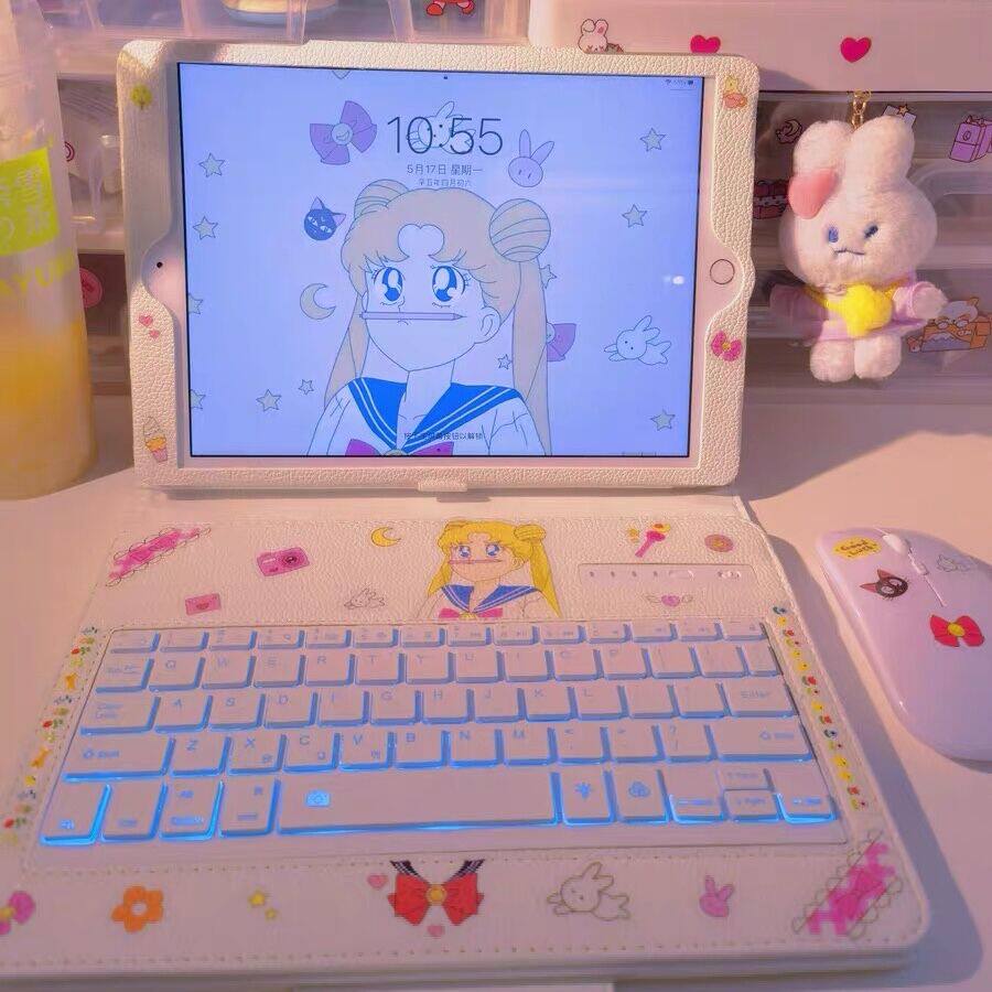 适用苹果ipad9保护套带笔槽2020pro11键盘2021新款10.2寸平板鼠标套装air4/5少女心mini123