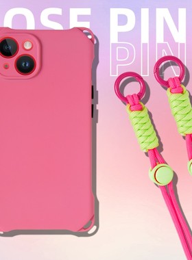 适用苹果11promax手机壳新款镜头全包iphone14plus粉色挂绳15pro斜挎式12女款可背xsmax个性简约13挂脖xr硅胶