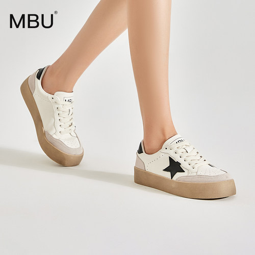 MBU厚底复古星星板鞋小白鞋