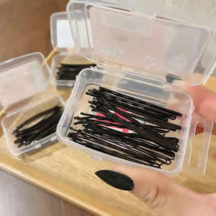 黑色一字夹发夹小黑夹子头饰发卡碎发边夹波浪刚夹女固定头发卡子