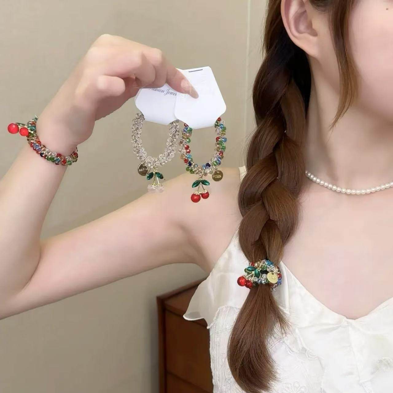 韩国水钻彩色水晶手链两用发圈头绳闺蜜发绳樱桃皮筋扎马尾头饰女,饰品/流行首饰/时尚饰品新,发饰,淘宝优惠券,粉丝福利购,淘宝优惠卷