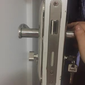 不锈钢门锁室内木门执手锁卧室房门把手调孔通用58型锁套装换锁