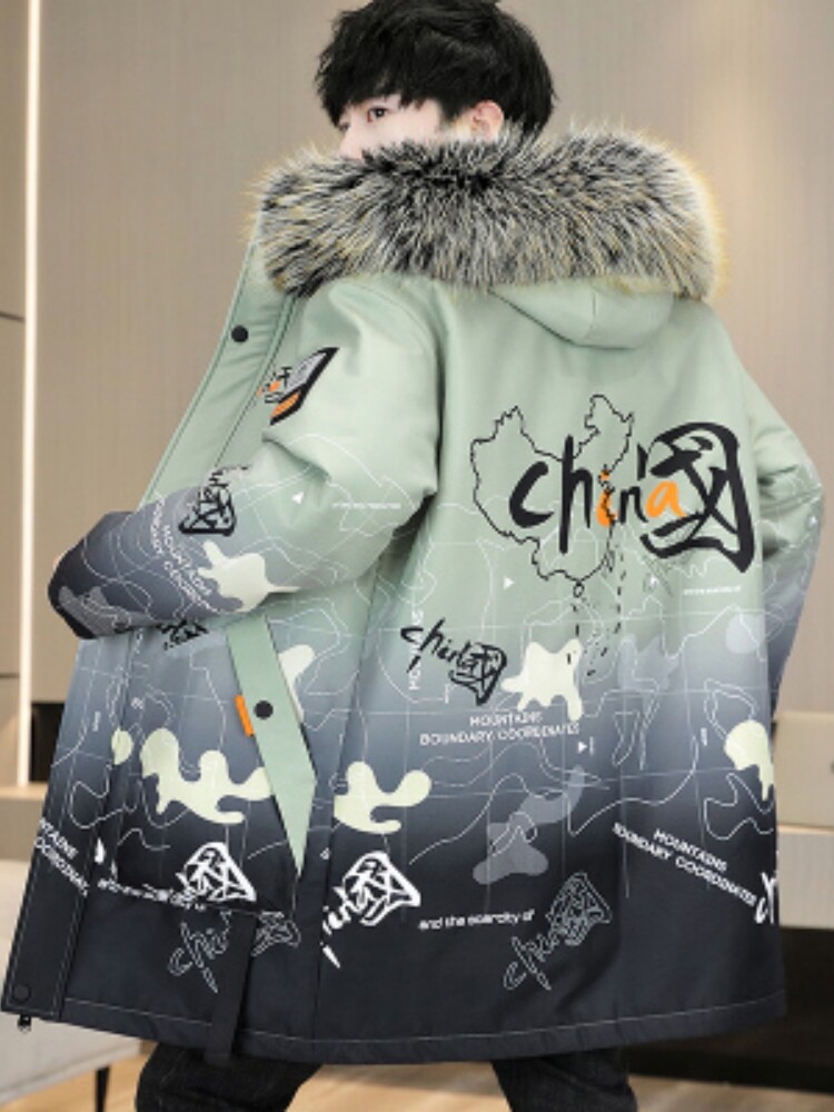 다운 코튼 코트 남성용 중간 길이 가을 겨울 두꺼운 코트 학생 슬림 코튼 코트 남성용 겨울 코트 코튼 코트 파이 오버 코트