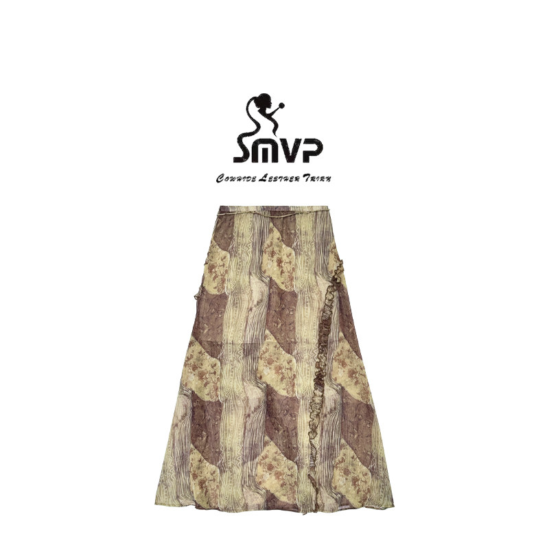 【SMVP】「云纱」木耳边印花肌理感 A 字裙-86017