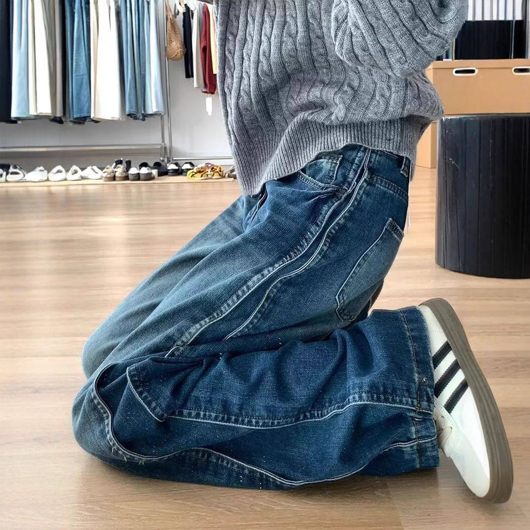 大码美式复古水洗阔腿牛仔裤女夏季2025新款直筒宽松显瘦拖地裤子,女装/女士精品,大码裤装,淘宝优惠券,粉丝福利购,淘宝优惠卷
