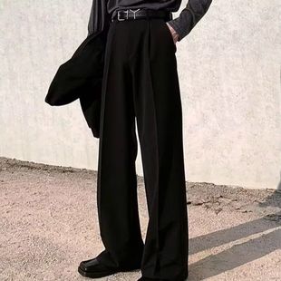 子男闊腿西褲 垂感褲 春秋季 長褲 男款 寬松男生高級感西裝 直筒休閑褲