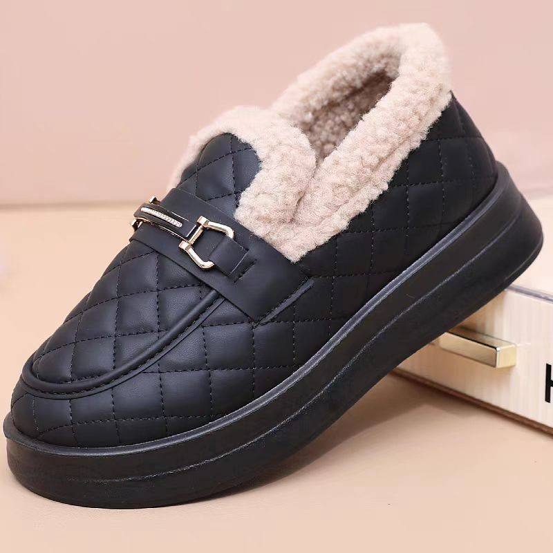 厚底乐福鞋女加绒保暖豆豆鞋2025年秋冬季新款毛毛鞋一脚蹬懒人鞋,女鞋,时尚雪地靴,淘宝优惠券,粉丝福利购,淘宝优惠卷