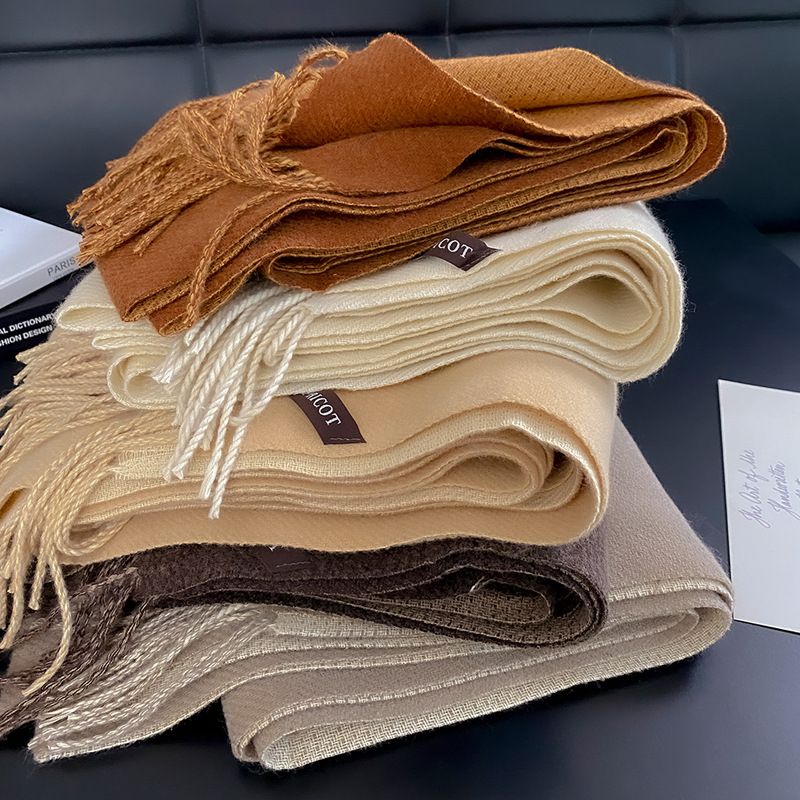 围巾女秋冬季高级感双面仿羊绒新款加绒加厚保暖学生围脖披肩