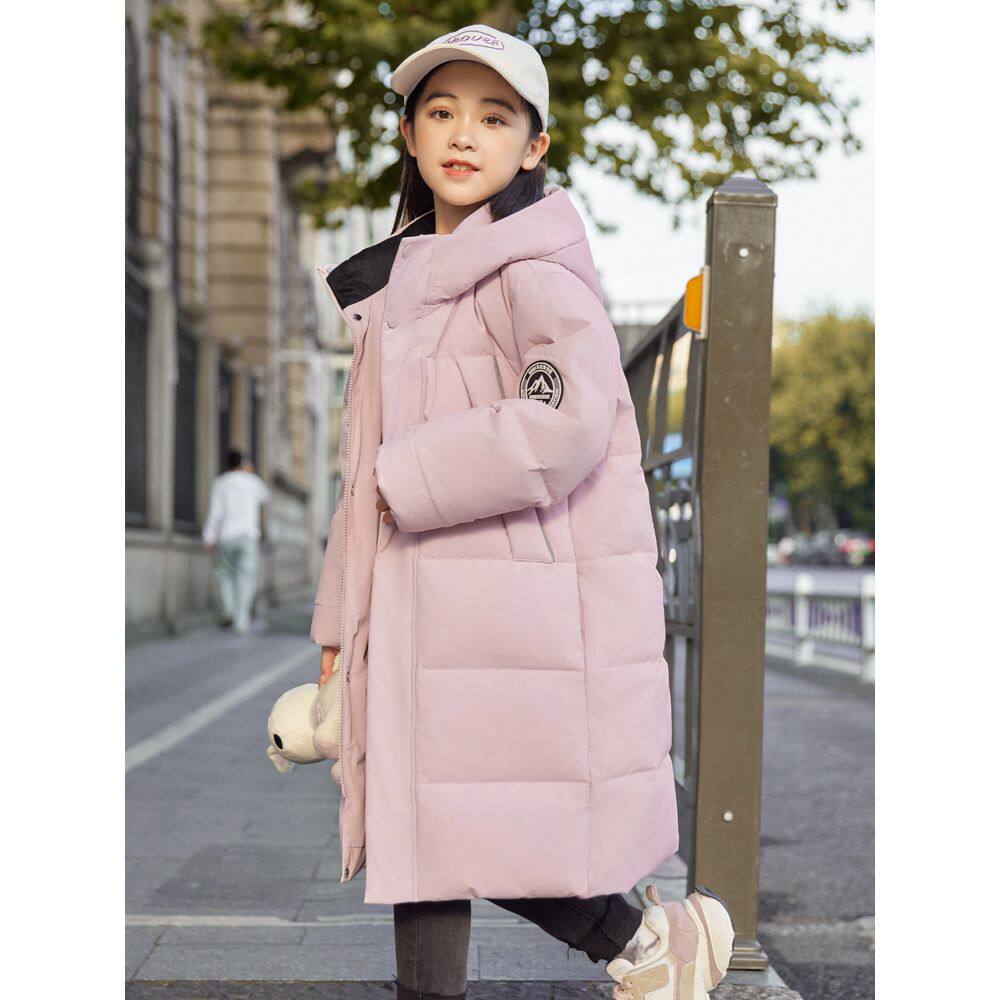 儿童羽绒服女童中长款中大童外套2025新款韩版洋气白鸭绒加厚童装