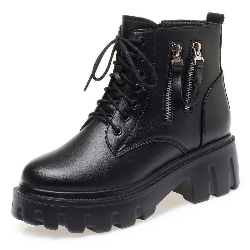 羊毛棉鞋女秋四季马丁靴保暖中年女士皮靴加绒厚底短筒靴粗跟,女鞋,马丁靴,淘宝优惠券,粉丝福利购,淘宝优惠卷