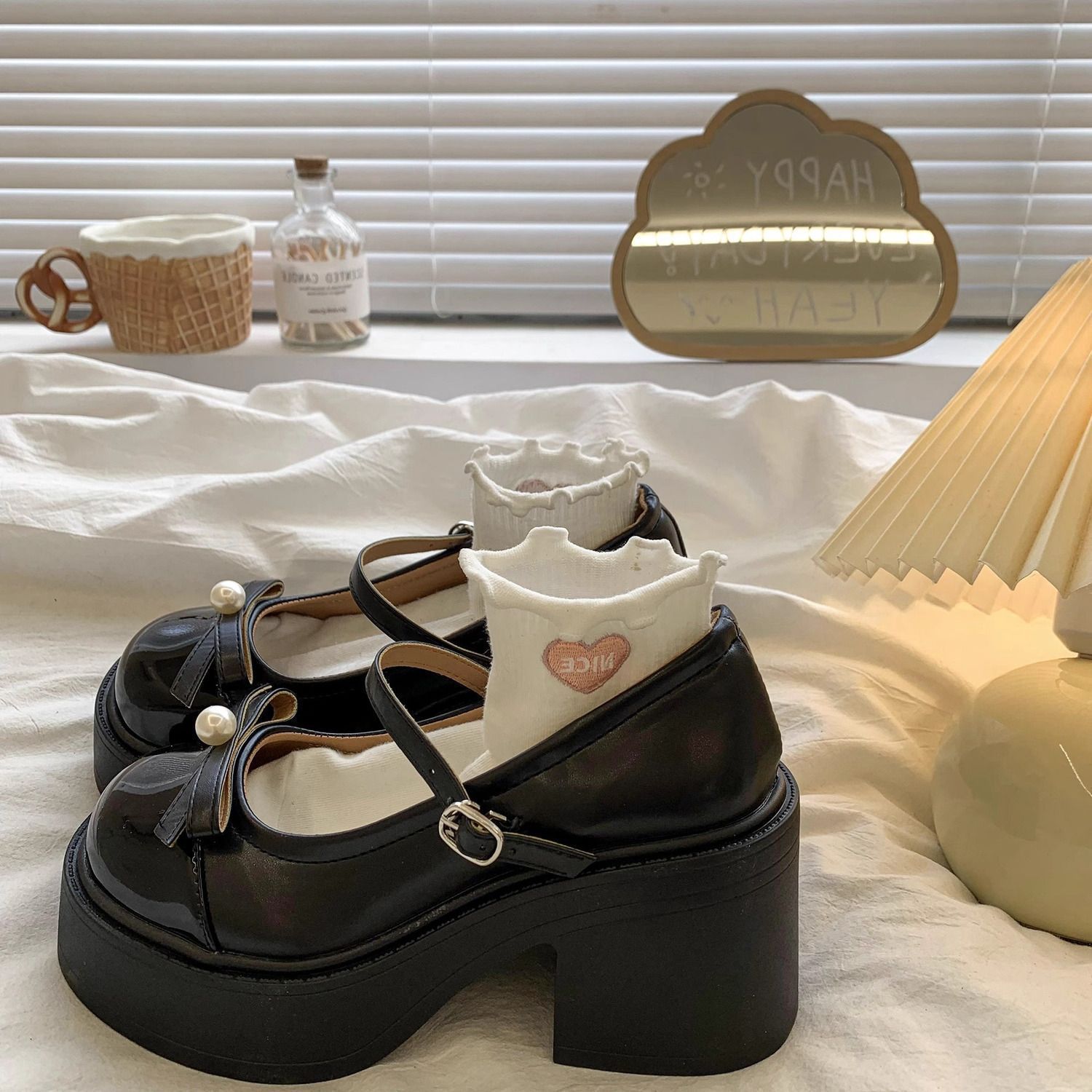 复古法式浅口拼色小皮鞋女日系jk时尚圆头玛丽珍鞋春秋季新款