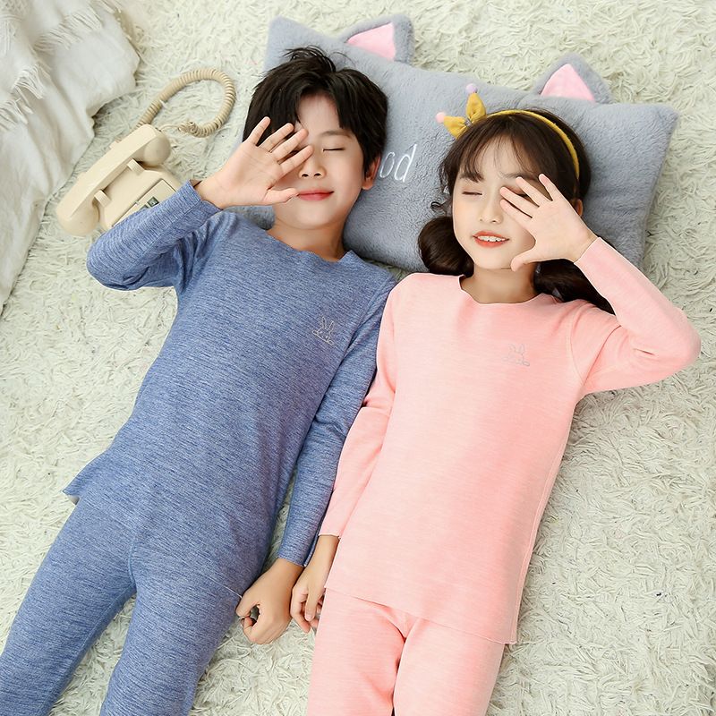 儿童内衣套装加绒男童秋衣秋裤小孩中大童女童薄款睡衣内搭棉毛衫