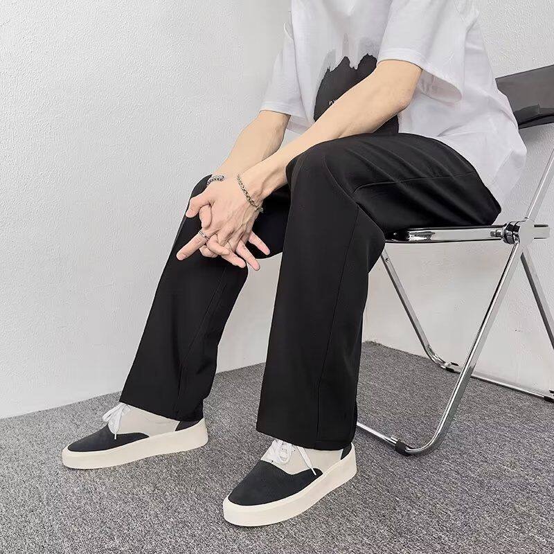 黑色韩版西装裤男生2026秋冬宽松九分直筒小西裤dk垂感休闲长裤男