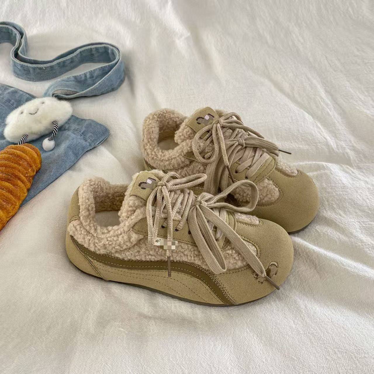 校园风加绒德训鞋女2025冬季新款保暖厚底可爱百搭休闲二棉鞋,女鞋,德训鞋,淘宝优惠券,粉丝福利购,淘宝优惠卷