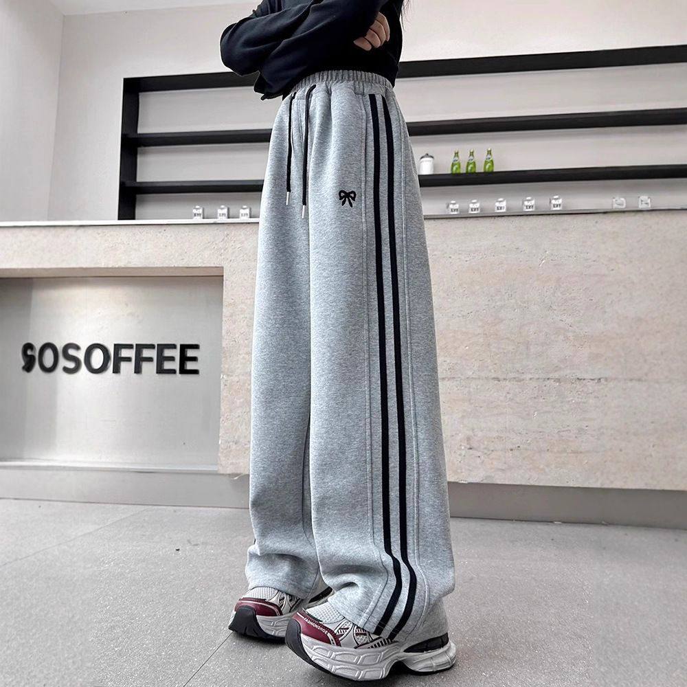 女童休闲裤子春秋2025新款儿童直筒运动卫裤女大童春装阔腿长裤子